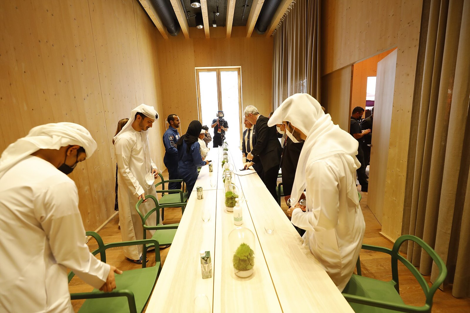 Het Terra-paviljoen met zijn ronde zonnedak op het Expo-terrein in Dubai